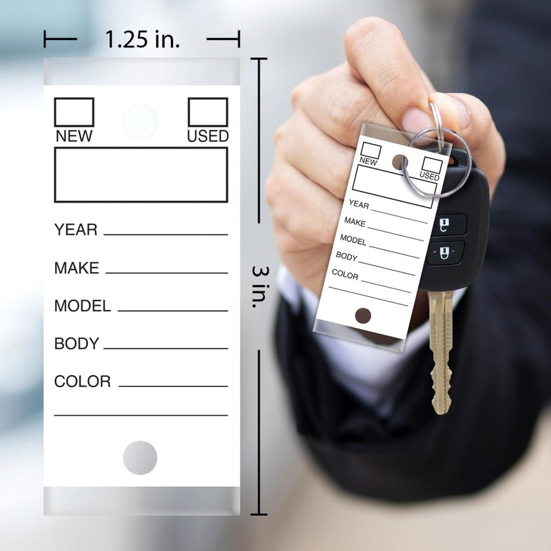 Versa-Tags Two Packs of 250 Dealership Key Tags Bulk - Genuine Versa-tag Key Tags, Self-Protecting, 2 Boxes,Car Key Tags with Ring Included, Automotive Repair Shop Key Tags (White) - Image 3